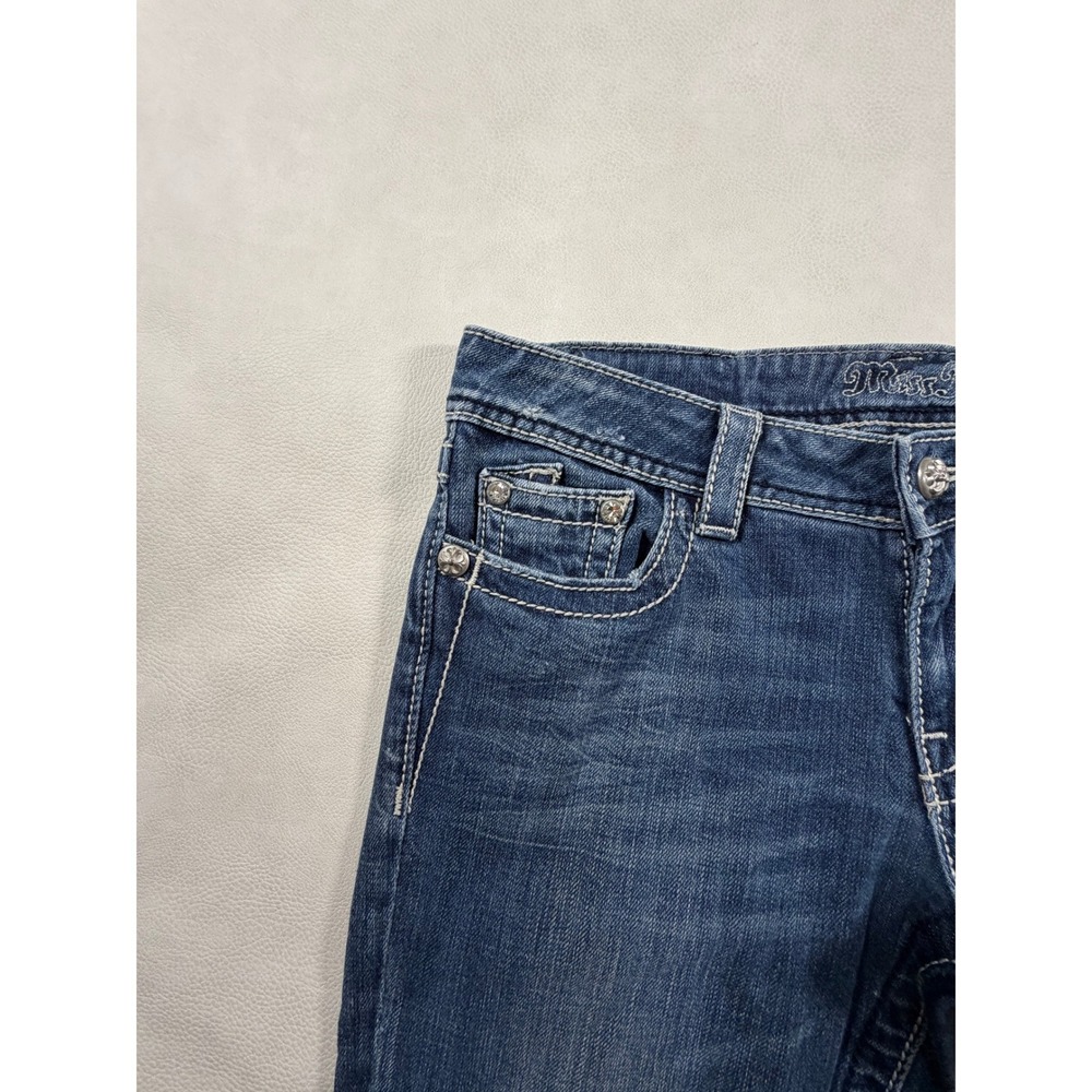 Miss Me JPS5152 Bootcut Jeans Medium Dark Wash Rhinestone Embellished Size 29 31 - Picture 10 of 13